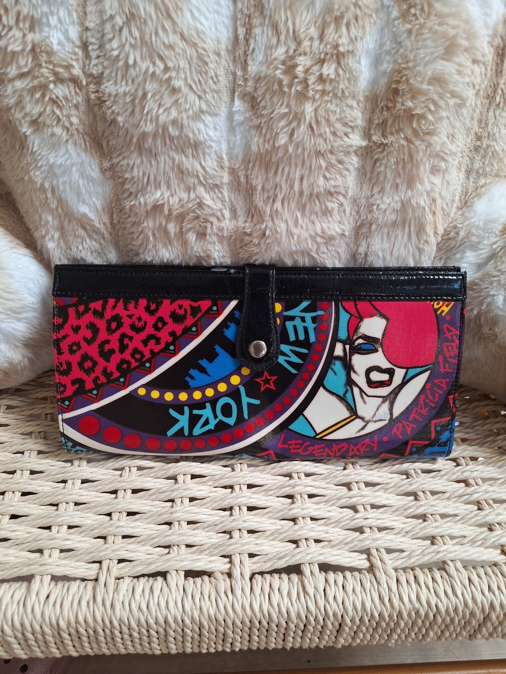 Patricia Field Black Clutch with Leopard Interior